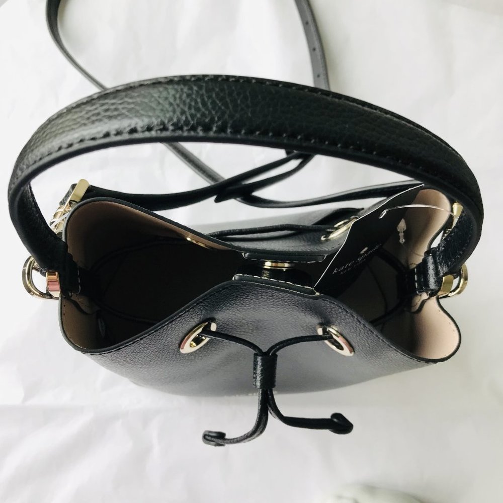 Kate Spade Eva Small Bucket Bag Black Shoulder Crossbody Leather - Picture 7 of 12